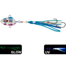 Load image into Gallery viewer, 1PC 100/150G Fish Head Iron Plate Bait Bionic Fluorescence Squid Double-Hook Boat Fishing Slow-Swinging Fishing Gear
