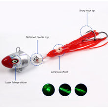 Load image into Gallery viewer, 1PC 100/150G Fish Head Iron Plate Bait Bionic Fluorescence Squid Double-Hook Boat Fishing Slow-Swinging Fishing Gear
