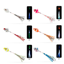 Load image into Gallery viewer, 1PC 100/150G Fish Head Iron Plate Bait Bionic Fluorescence Squid Double-Hook Boat Fishing Slow-Swinging Fishing Gear
