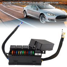Load image into Gallery viewer, 12V 40A Car Auto Relay Box Dual Pre-Wired Fuse and Relay Box with 11pcs ATC/ATO Blade Fuses 5-30A 6Pcs 4 Pin 40A Relays Fuse Block
