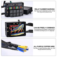 Load image into Gallery viewer, 12V Car Auto Relay Box Fuse Block Three Pre-Wired Fuse and Relay Box with 15pcs Blade Fuses 5-30A 8Pcs 4 Pin 40A Relays
