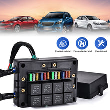 Load image into Gallery viewer, 12V Car Auto Relay Box Fuse Block Three Pre-Wired Fuse and Relay Box with 15pcs Blade Fuses 5-30A 8Pcs 4 Pin 40A Relays
