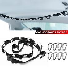 Load image into Gallery viewer, Car Adjustable Double-layer Hanging Strap for Clothes Hanger Bar Car Travel Clothesline Flexible Storage Strap with Eight Hooks
