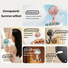 Load image into Gallery viewer, Portable Rechargeable 3-speed Fan Baby Stroller Bed Mute Fan Variable Base Octopus Mini Fan Office Desktop Hands Free Fan
