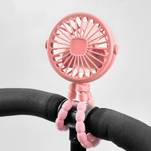 Load image into Gallery viewer, Portable Rechargeable 3-speed Fan Baby Stroller Bed Mute Fan Variable Base Octopus Mini Fan Office Desktop Hands Free Fan
