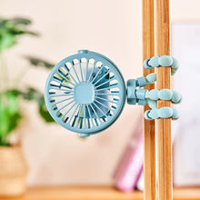 Load image into Gallery viewer, Portable Rechargeable 3-speed Fan Baby Stroller Bed Mute Fan Variable Base Octopus Mini Fan Office Desktop Hands Free Fan

