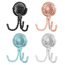 Load image into Gallery viewer, Portable Rechargeable 3-speed Fan Baby Stroller Bed Mute Fan Variable Base Octopus Mini Fan Office Desktop Hands Free Fan
