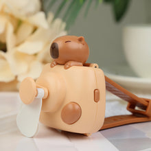 Load image into Gallery viewer, New Design Electric Fan Rechargeable Capybara Shaped Wrist Fan Kawaii Carpincho Foldable Design for Daily Use Outdoor Essentials
