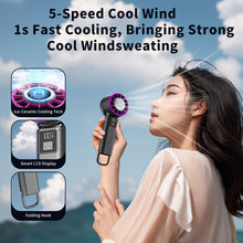 Load image into Gallery viewer, 2000mah Handheld Cooling Electric Fan Super High Quality 5-Speed Ice Ceramic Cooling Turbo &amp; LCD Display for Fast Charging Desert Cooling Neck Fan Gift
