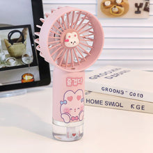 Load image into Gallery viewer, Portable 500mAh Handheld Misting Fan Ventilador con Spray Mist 3 Speeds with Spray Function &amp; Cartoon Stickers Gift for Kids
