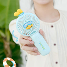 Load image into Gallery viewer, Durable Compact Electric Fan Cute Duck Theme Handheld Fan Mini Fan Foldable Handle 3 Wind Modes &amp; Eco-Friendly ABS Material
