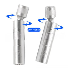 Load image into Gallery viewer, Universal Car Repair Tool 14mm 16mm Spark Plug Socket Wrench Adapter Set Joint with Magnetic Flexible Socket Thin Wall 3/8" Drive
