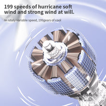 Load image into Gallery viewer, 4000mAh 199 Gears Mini Handheld Fan Outdoor Portable High-Speed Turbo Fan USB Charging
