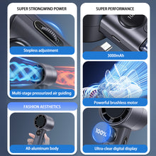 Load image into Gallery viewer, 2000mAh Handheld High-Speed Fan With Digital Display Portable Outdoor 100Gears Stepless Adjustable Turbo Fan

