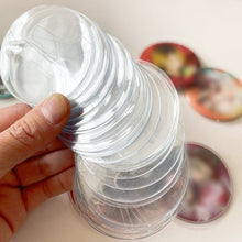Load image into Gallery viewer, 10pcs Transparent Badge Display Sleeve Round Card Storage Case Anime Badges Decoration PVC Protector
