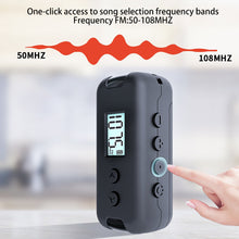 Load image into Gallery viewer, New Pocket FM 50-108MHZ Radio Portable Mini DSP Chip Radio Receiver with LCD Display 3.5mm Earphone Time Display
