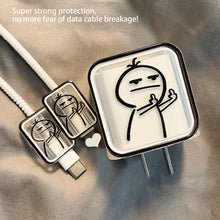 Load image into Gallery viewer, Creative Line Cute Case for iPhone 15 14 13 Pro Max 18/20W Charger Charging Protector Data Wire Winder Simple Line Art Cover
