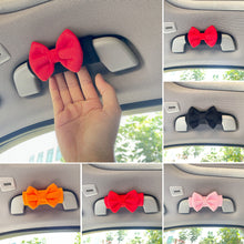 Load image into Gallery viewer, 2Pcs Car Plush Interior Roof Holder Cover Case Protective with Bow Interior Decoration Trim Kits Auto Protection
