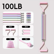 Load image into Gallery viewer, 1Set 60/100LBS Home Yoga Resistance Bands With Foot Covers Shoulder Opening Back Shaping Butt Lifting Pilates Fitness Equipment
