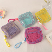 Load image into Gallery viewer, Dopamine Color Square Cosmetic Pouch Mini Makeup Bag Polyester Multi-Compartment Organizer Wrinkle-Resistant Travel Essentials
