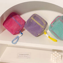 Load image into Gallery viewer, Dopamine Color Square Cosmetic Pouch Mini Makeup Bag Polyester Multi-Compartment Organizer Wrinkle-Resistant Travel Essentials
