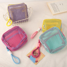 Load image into Gallery viewer, Dopamine Color Square Cosmetic Pouch Mini Makeup Bag Polyester Multi-Compartment Organizer Wrinkle-Resistant Travel Essentials
