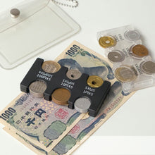 Load image into Gallery viewer, Japan Travel Coin Organizer with Detachable PVC Pouch &amp; Carabiner Hook Multi-Slot Plastic Wallet for Yen Coins
