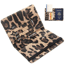 Load image into Gallery viewer, Leopard Print RFID Blocking Passport Holder Travel Wallet with Card Slots &amp; Secure Strap Essential for Traveling Abroad
