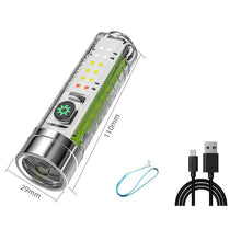 Load image into Gallery viewer, USB C Rechargeable LED Flashlight LED MINI Keychain Light with Tail Magnet Uv Light Multifunction Portable Torch Camping Lights
