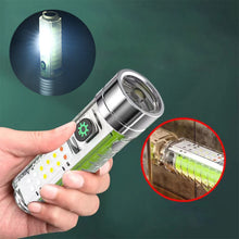 Load image into Gallery viewer, USB C Rechargeable LED Flashlight LED MINI Keychain Light with Tail Magnet Uv Light Multifunction Portable Torch Camping Lights
