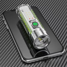 Load image into Gallery viewer, USB C Rechargeable LED Flashlight LED MINI Keychain Light with Tail Magnet Uv Light Multifunction Portable Torch Camping Lights
