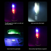 Load image into Gallery viewer, USB C Rechargeable LED Flashlight LED MINI Keychain Light with Tail Magnet Uv Light Multifunction Portable Torch Camping Lights
