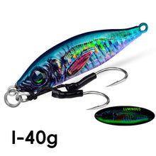 Load image into Gallery viewer, 1PC 30/40G 3D Printed Iron Plate Lure Bait Bionic Fish Scale Coating Fluorescent Long-Range Metal Bait For Bass And Mandarin Fish
