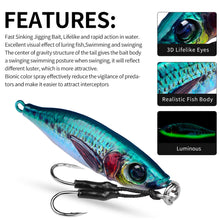 Load image into Gallery viewer, 1PC 30/40G 3D Printed Iron Plate Lure Bait Bionic Fish Scale Coating Fluorescent Long-Range Metal Bait For Bass And Mandarin Fish
