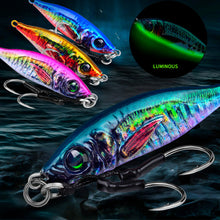 Load image into Gallery viewer, 1PC 30/40G 3D Printed Iron Plate Lure Bait Bionic Fish Scale Coating Fluorescent Long-Range Metal Bait For Bass And Mandarin Fish
