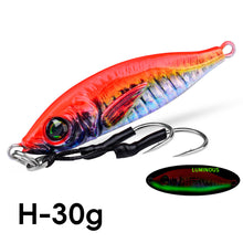 Load image into Gallery viewer, 1PC 30/40G 3D Printed Iron Plate Lure Bait Bionic Fish Scale Coating Fluorescent Long-Range Metal Bait For Bass And Mandarin Fish
