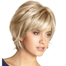 Load image into Gallery viewer, Elegant Ladies Short Wig Cover Straight Hair Fluffy Diagonal Bangs Golden White High-temperature Silk Wig Cover
