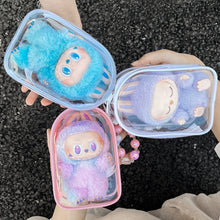 Load image into Gallery viewer, For 17cm Labubu V2 V3 15cm Cotton Doll Outfit Crossbody Pain Bag PVC Storage Bag Dolls Display Bag
