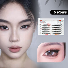Load image into Gallery viewer, 3D Fluffy 8-12mm Black DIY Lash Extension Kit No Glue Eyelash Extension Fox Eye Effect Makeup Lashes False Eyelash
