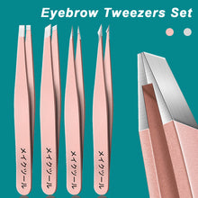 Load image into Gallery viewer, 4Pcs Beauty Tools Eyebrow Tweezer Set Stainless Steel Hair Removal Clip for Facial Hair Eyelash Eyebrows Tweezer Professional Beginners
