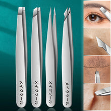 Load image into Gallery viewer, 4Pcs Beauty Tools Eyebrow Tweezer Set Stainless Steel Hair Removal Clip for Facial Hair Eyelash Eyebrows Tweezer Professional Beginners
