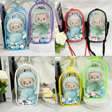 Load image into Gallery viewer, For 17cm Labubu V2 V3 15cm Cotton Doll Outfit Crossbody Pain Bag PVC Storage Bag Dolls Display Bag
