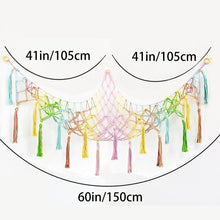 Load image into Gallery viewer, Handmade Toy Hammock Handwoven Cotton Toy Storage Net Artisan Made Wall Hanging Organizer for Kids Playroom Home

