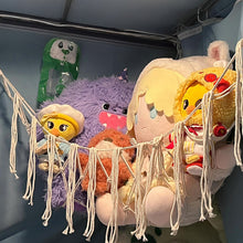 Load image into Gallery viewer, Handmade Toy Hammock Handwoven Cotton Toy Storage Net Artisan Made Wall Hanging Organizer for Kids Playroom Home
