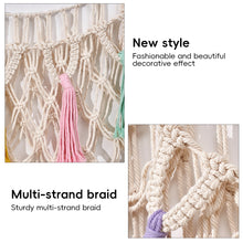 Load image into Gallery viewer, Large Capacity Handwoven Cotton Toy Storage Net Wall Hanging Organizer Boho Plush Toy Organizer Kids Room Decor

