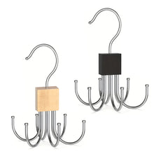 Load image into Gallery viewer, 360° Rotating Storage Hanger Clothes Hook Metal Belts Rack Wooden Organizer For Bras Ties Scarves Household Closet Organizer
