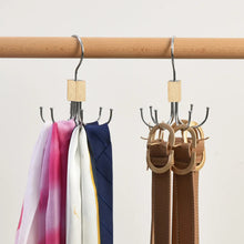 Load image into Gallery viewer, 360° Rotating Storage Hanger Clothes Hook Metal Belts Rack Wooden Organizer For Bras Ties Scarves Household Closet Organizer
