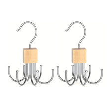 Load image into Gallery viewer, 360° Rotating Storage Hanger Clothes Hook Metal Belts Rack Wooden Organizer For Bras Ties Scarves Household Closet Organizer

