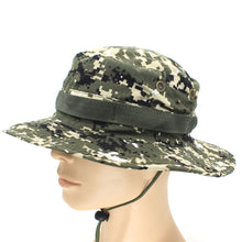 Load image into Gallery viewer, Camouflage Boonie Hat with Adjustable Brim Men Tactical Bucket Sun Caps Suitable For Outdoor Adventure Mountaineering Fishing
