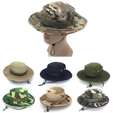 Load image into Gallery viewer, Camouflage Boonie Hat with Adjustable Brim Men Tactical Bucket Sun Caps Suitable For Outdoor Adventure Mountaineering Fishing
